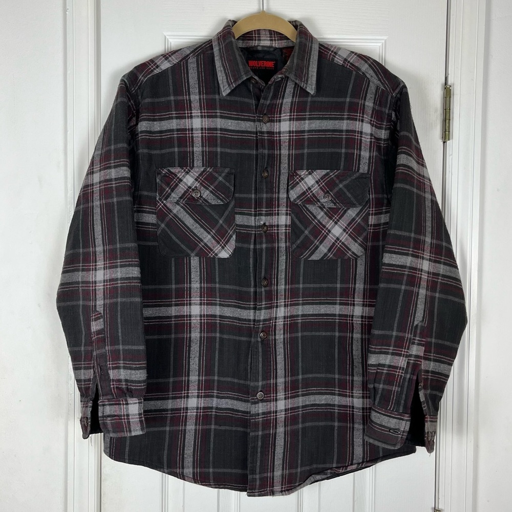 Wolverine Men’s Plaid Flannel Quilted Lined Insulated Shirt Jacket Workwear Sz M
